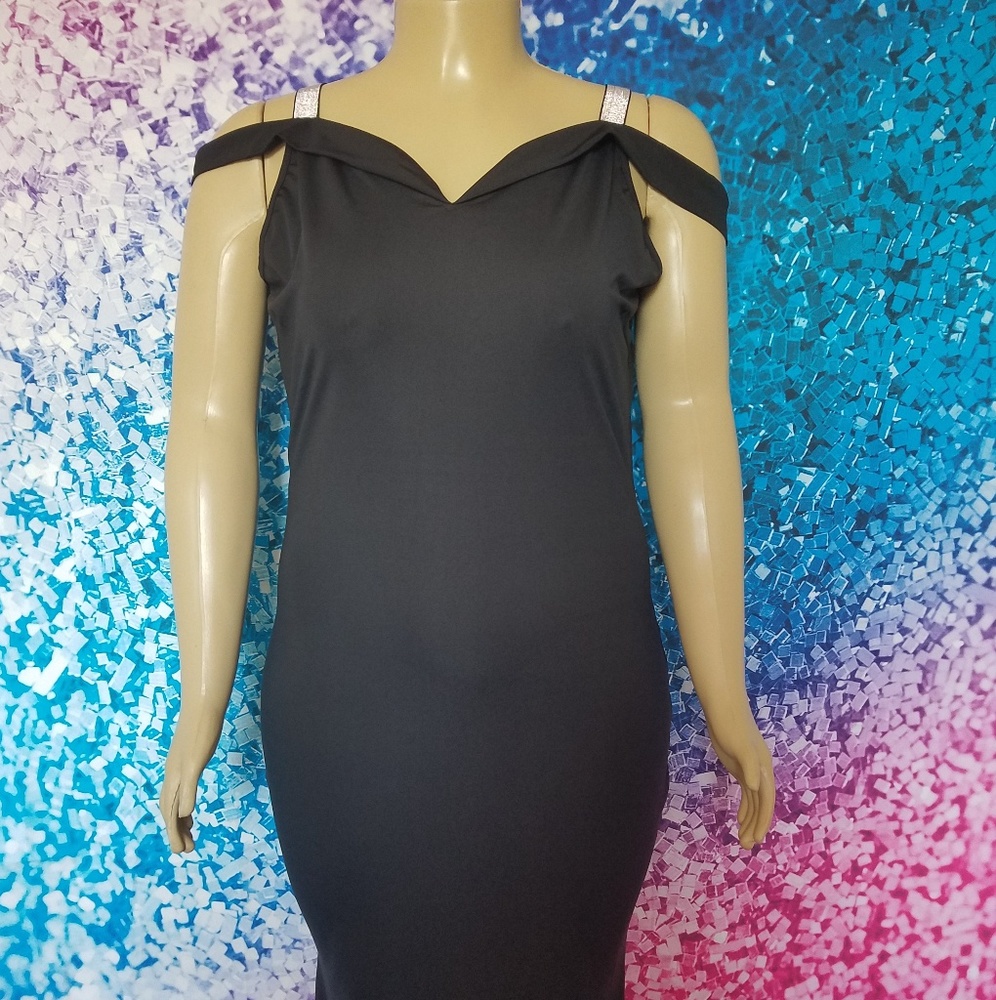 Black Rhinestone Plus Size Party Dre